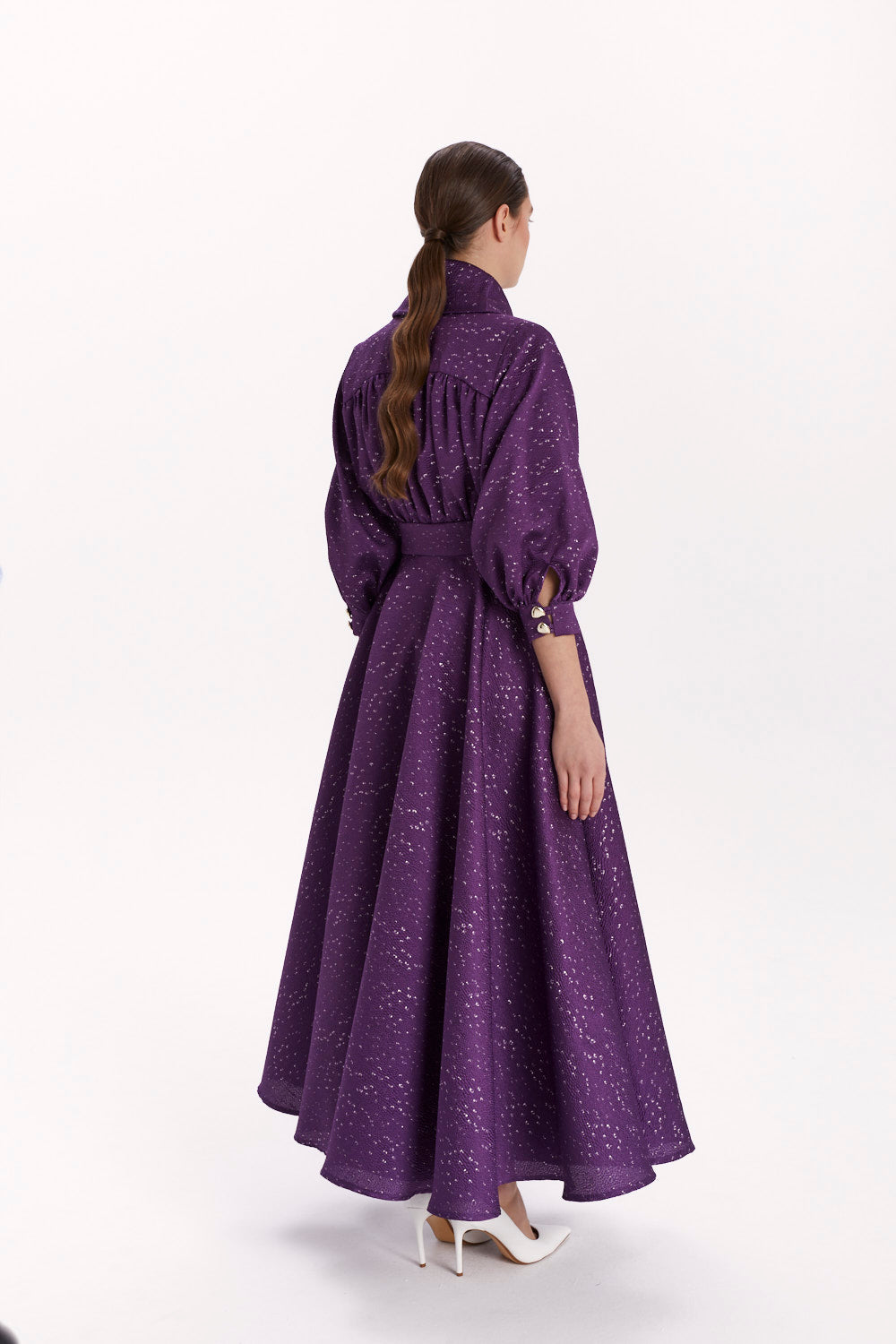 ENVELOPE DRESS WITH A COLLAR AND FLARED SKIRT