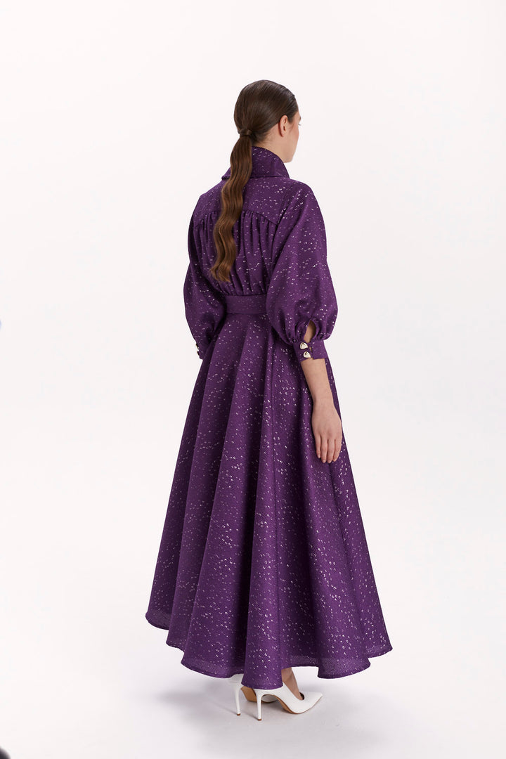 ENVELOPE DRESS WITH A COLLAR AND FLARED SKIRT