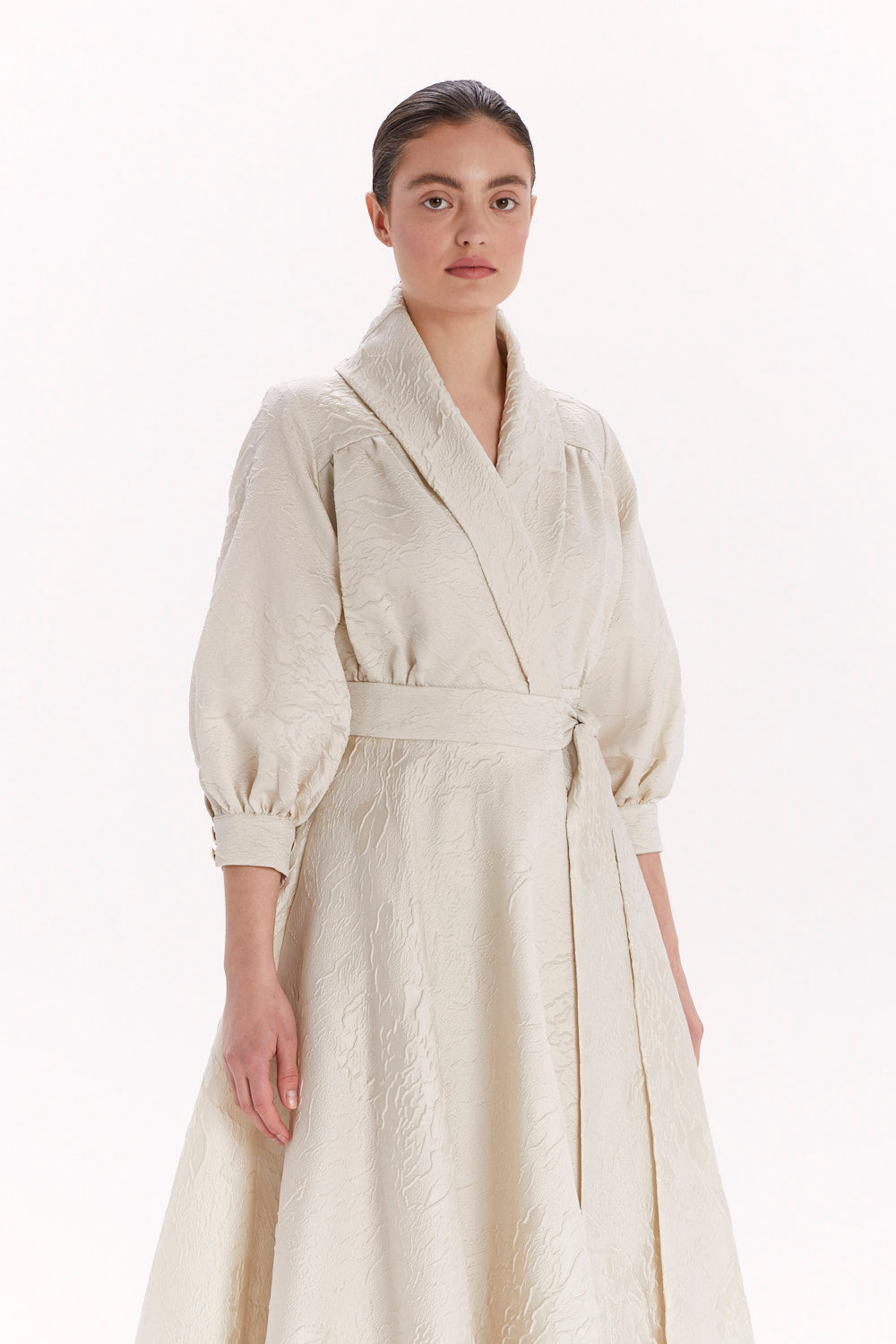 ENVELOPE DRESS WITH A COLLAR AND FLARED SKIRT