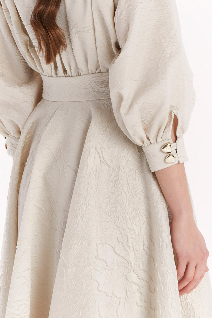 ENVELOPE DRESS WITH A COLLAR AND FLARED SKIRT