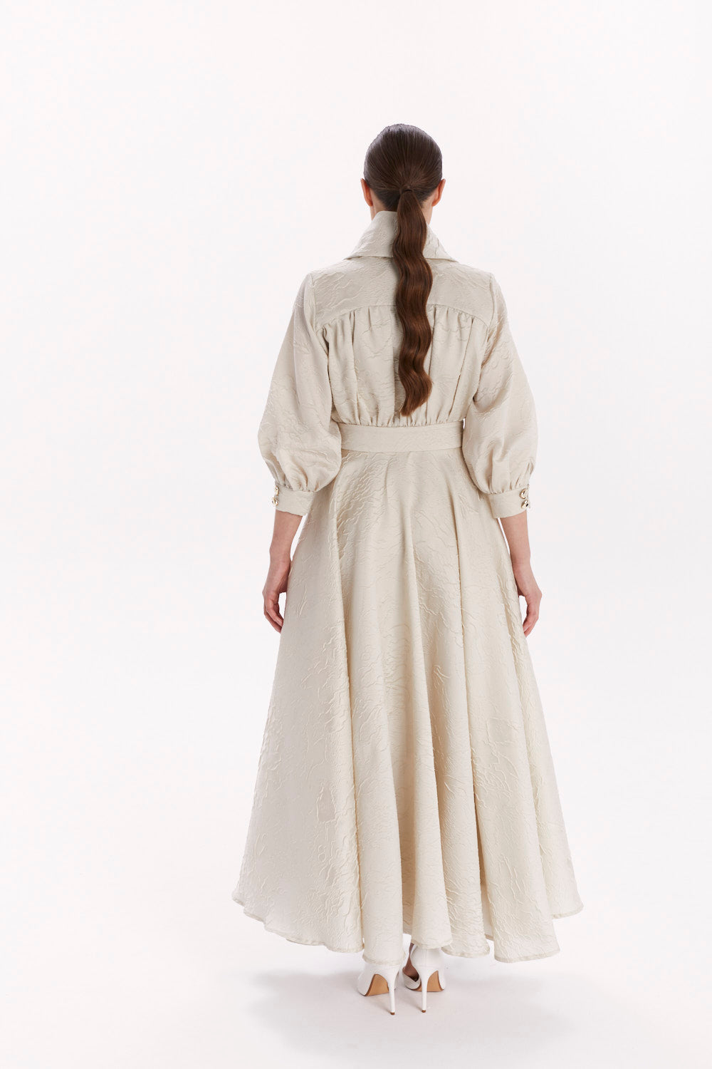 ENVELOPE DRESS WITH A COLLAR AND FLARED SKIRT