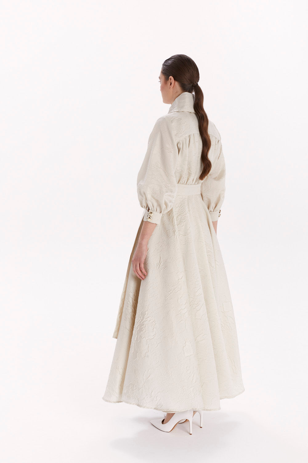 ENVELOPE DRESS WITH A COLLAR AND FLARED SKIRT