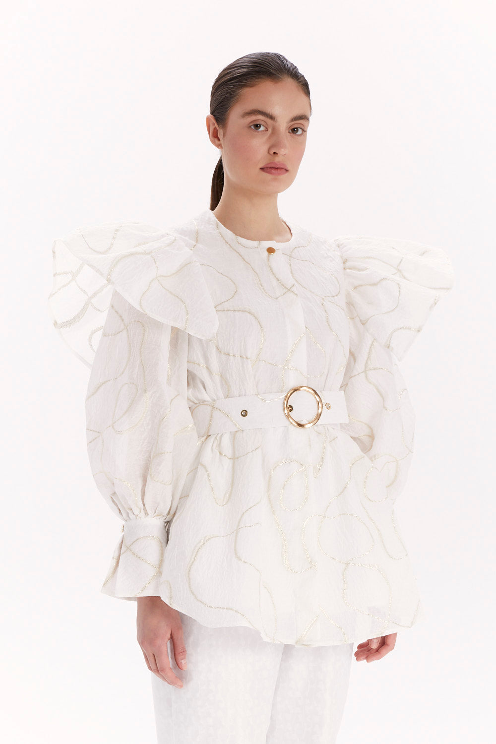 LONG BLOUSE WITH LONG SLEEVES AND A WAIST BELT