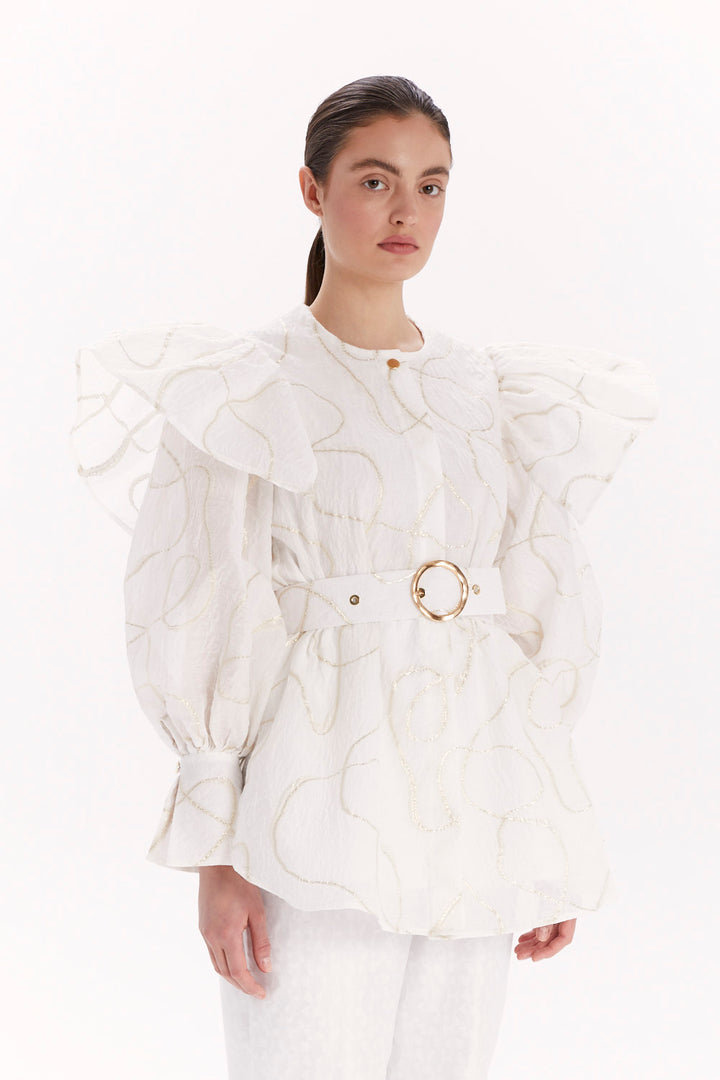 LONG BLOUSE WITH LONG SLEEVES AND A WAIST BELT