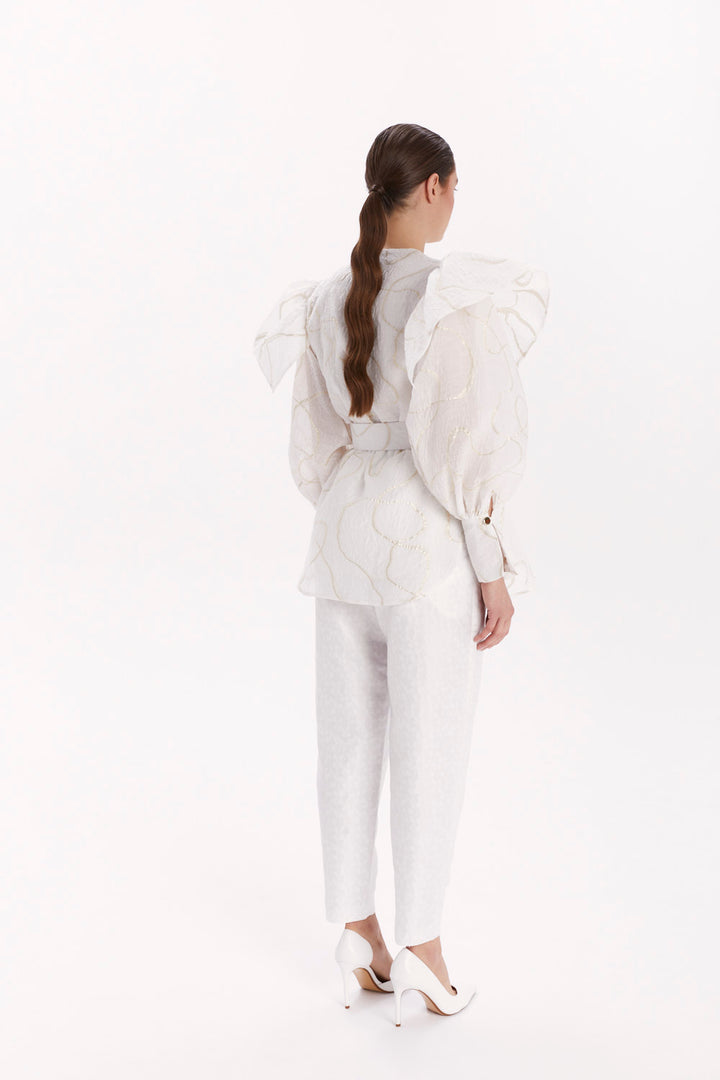 LONG BLOUSE WITH LONG SLEEVES AND A WAIST BELT