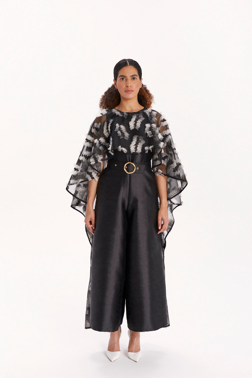 JUMPSUIT WITH WIDE LEGS AND CAPE