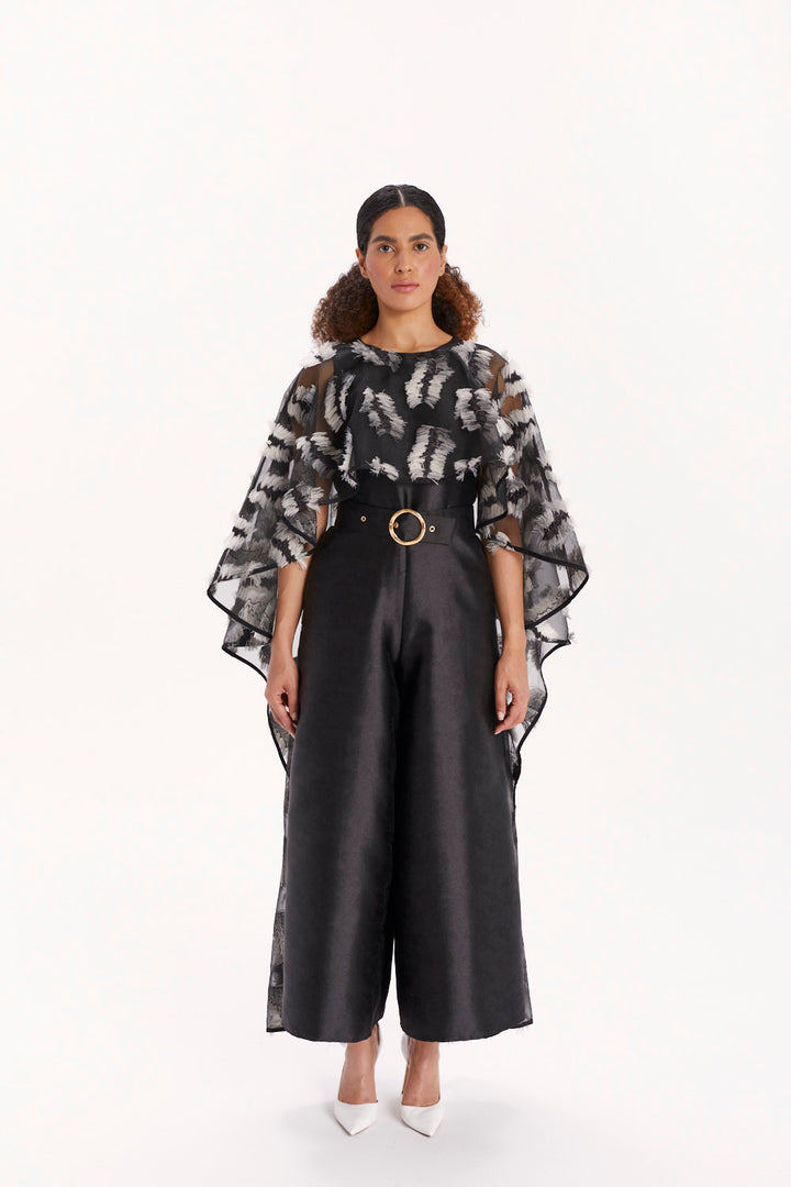 JUMPSUIT WITH WIDE LEGS AND CAPE
