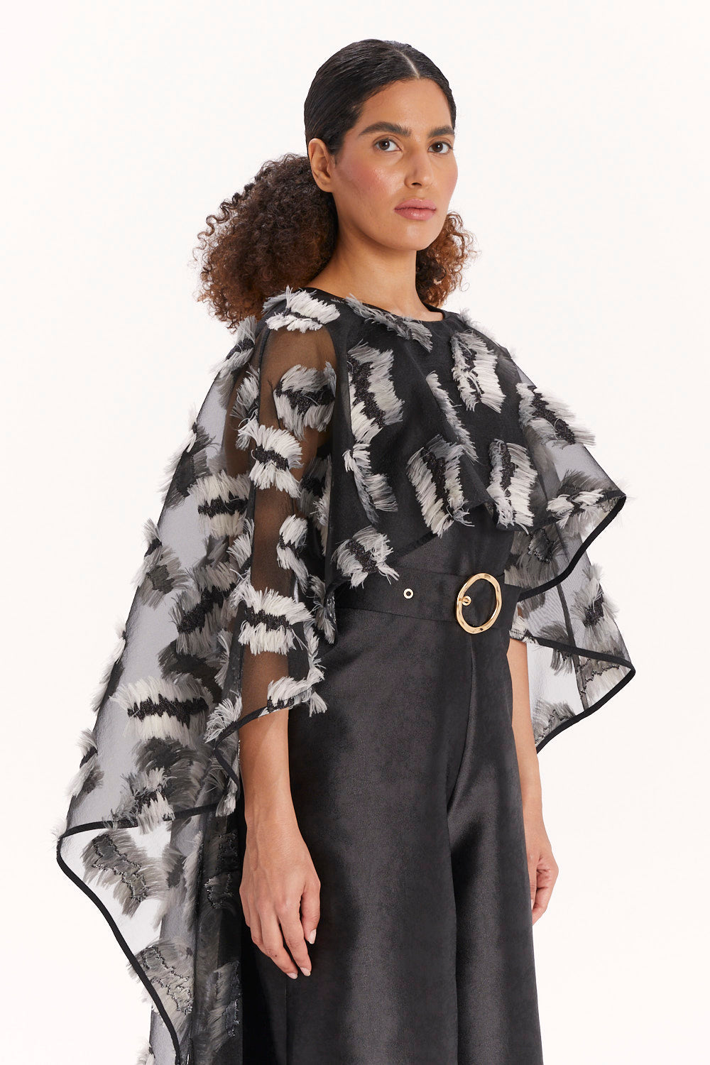 JUMPSUIT WITH WIDE LEGS AND CAPE