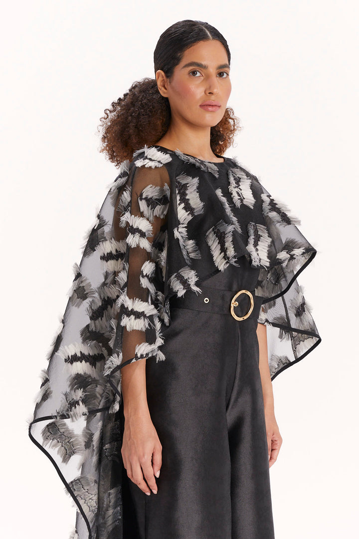 JUMPSUIT WITH WIDE LEGS AND CAPE