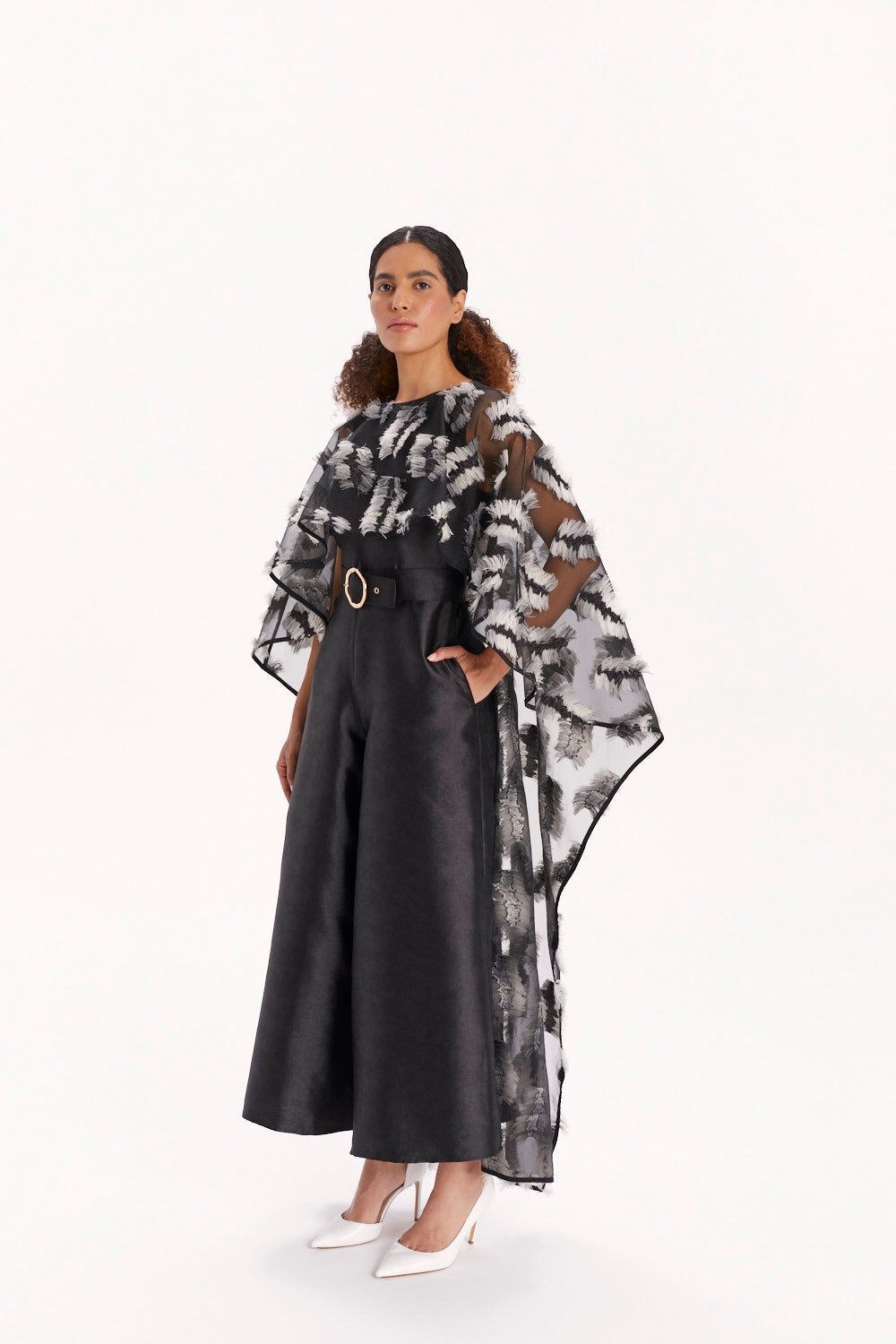 JUMPSUIT WITH WIDE LEGS AND CAPE