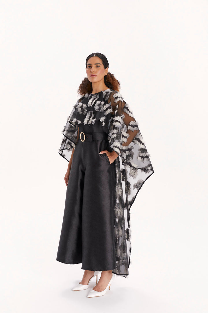 JUMPSUIT WITH WIDE LEGS AND CAPE