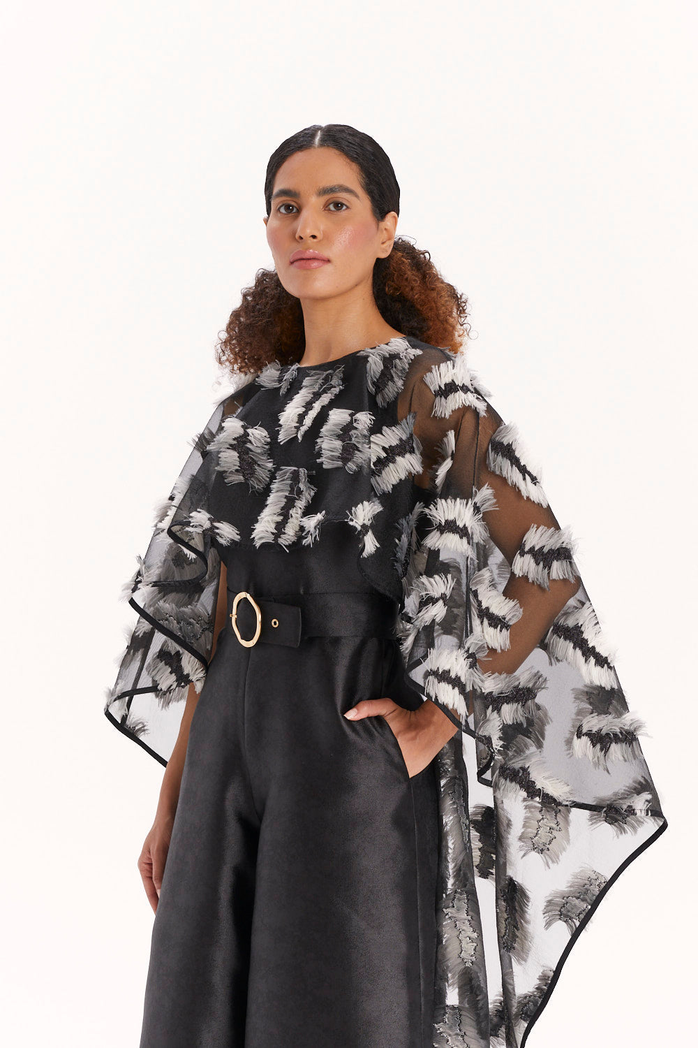 JUMPSUIT WITH WIDE LEGS AND CAPE