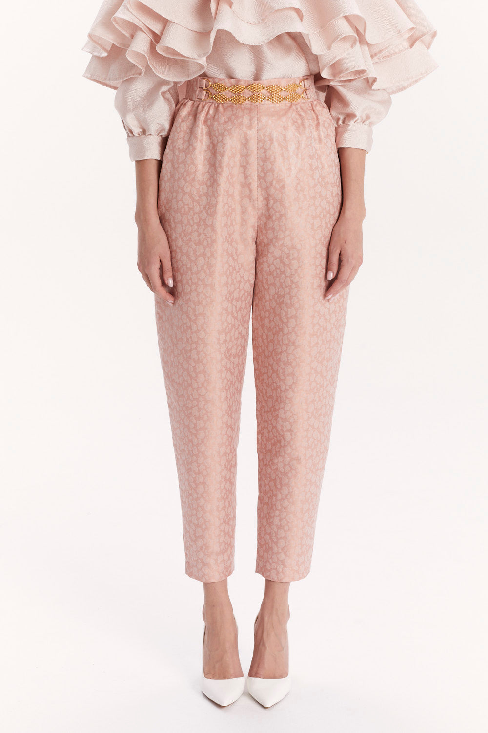 CIGARETTE TROUSERS WITH A DECORATIVE BELT