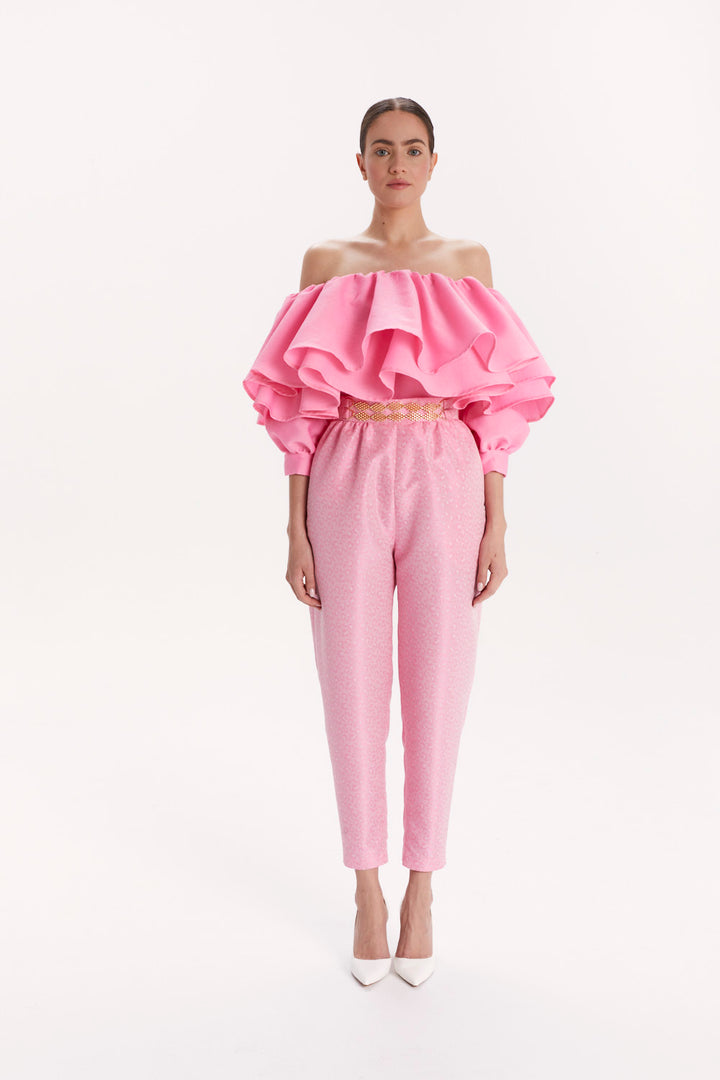 CIGARETTE TROUSERS WITH A DECORATIVE BELT