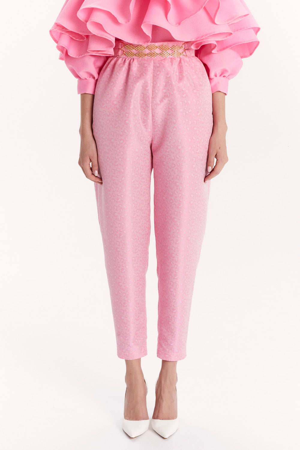 CIGARETTE TROUSERS WITH A DECORATIVE BELT