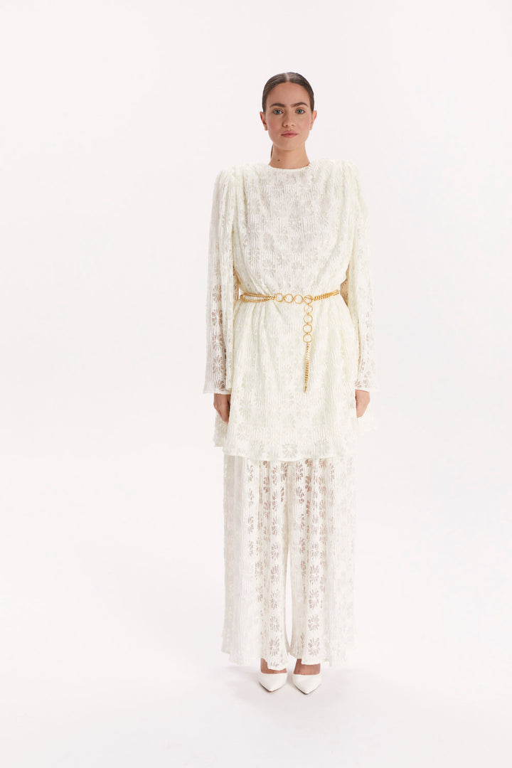 WIDE-LEG LACE PANTS