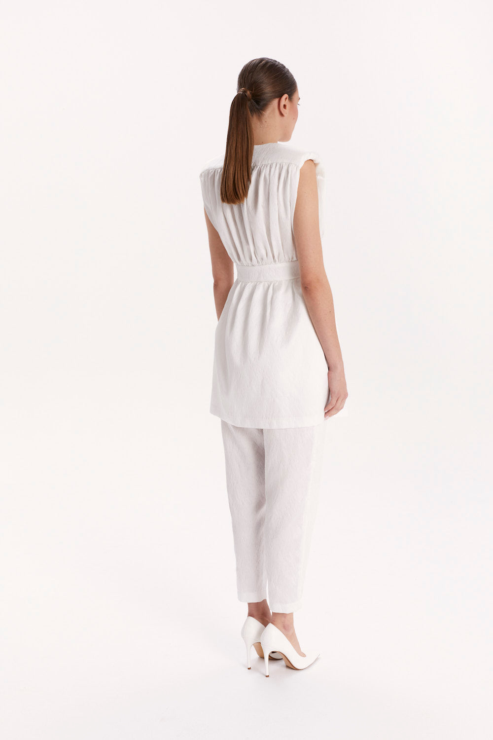 DOUBLE-BREASTED BLOUSE WITH SHOULDER PADS