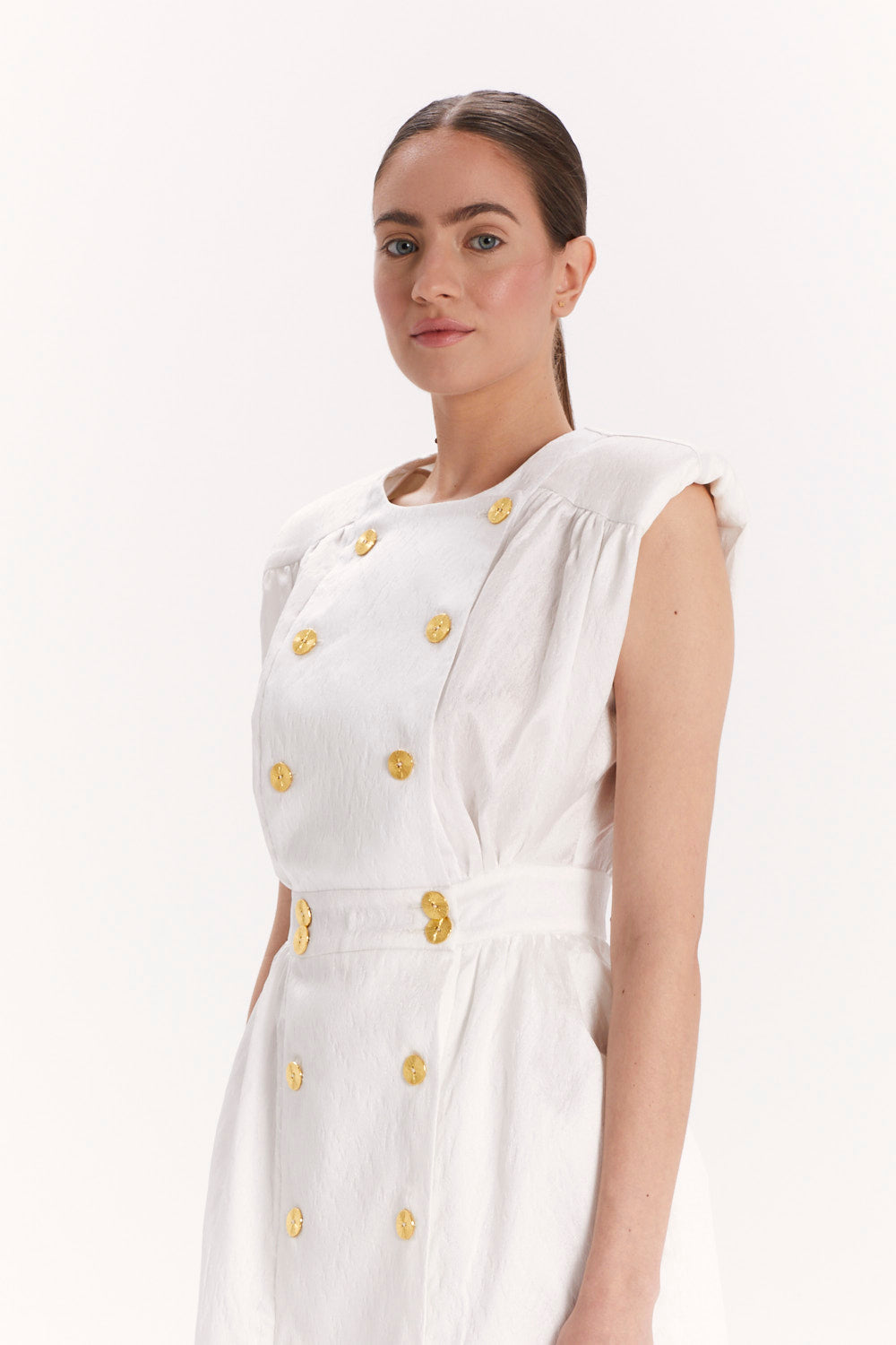 DOUBLE-BREASTED BLOUSE WITH SHOULDER PADS