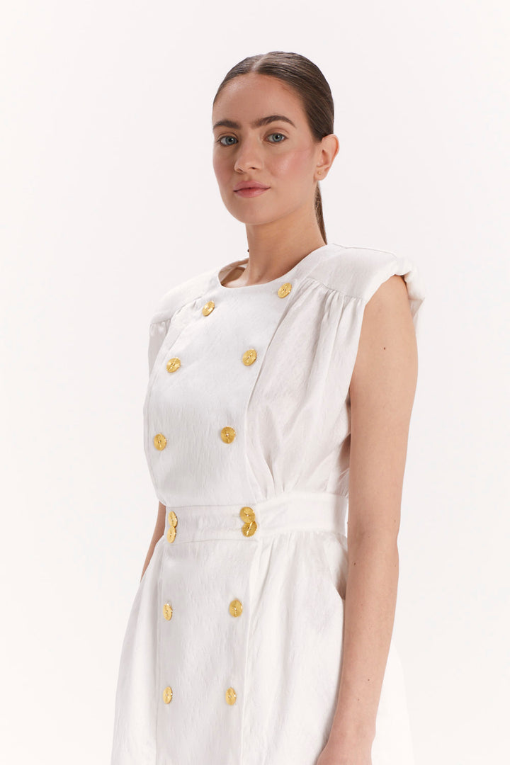 DOUBLE-BREASTED BLOUSE WITH SHOULDER PADS
