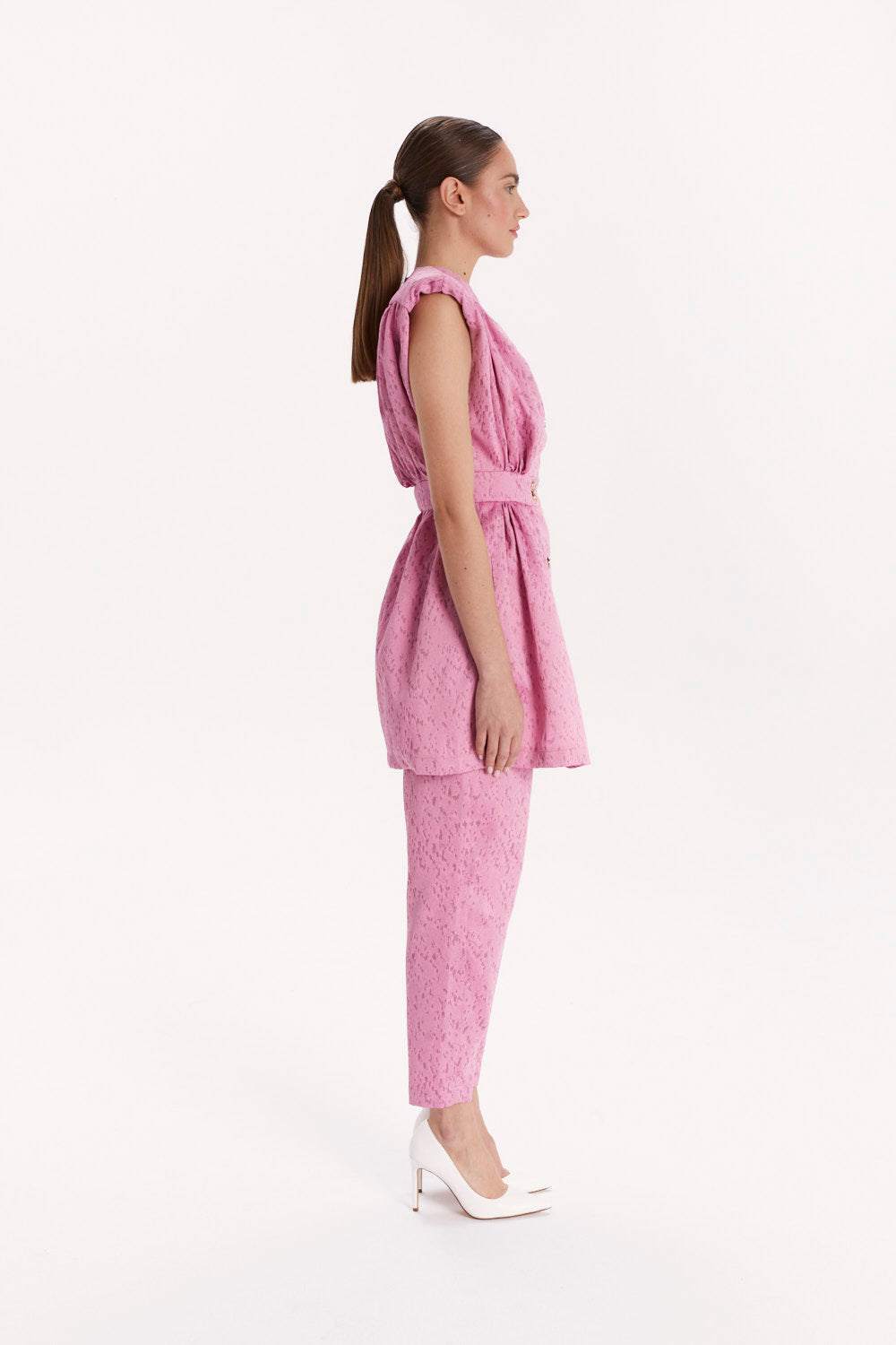 DOUBLE-BREASTED BLOUSE WITH SHOULDER PADS
