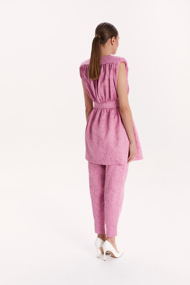 DOUBLE-BREASTED BLOUSE WITH SHOULDER PADS