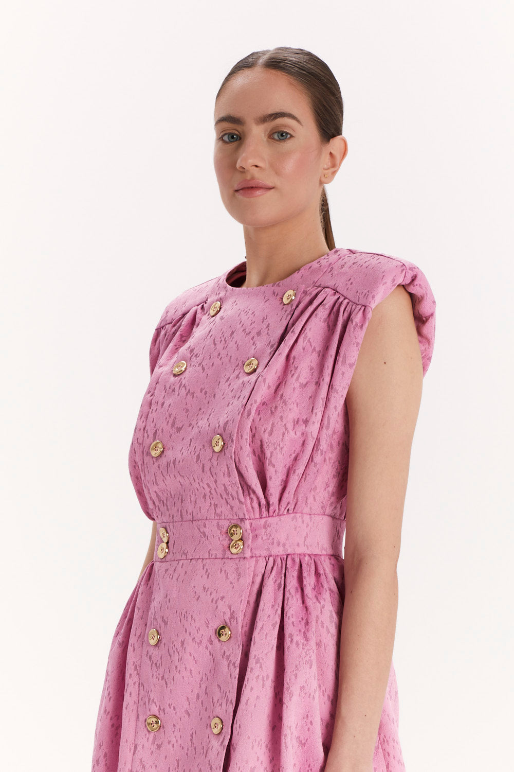 DOUBLE-BREASTED BLOUSE WITH SHOULDER PADS