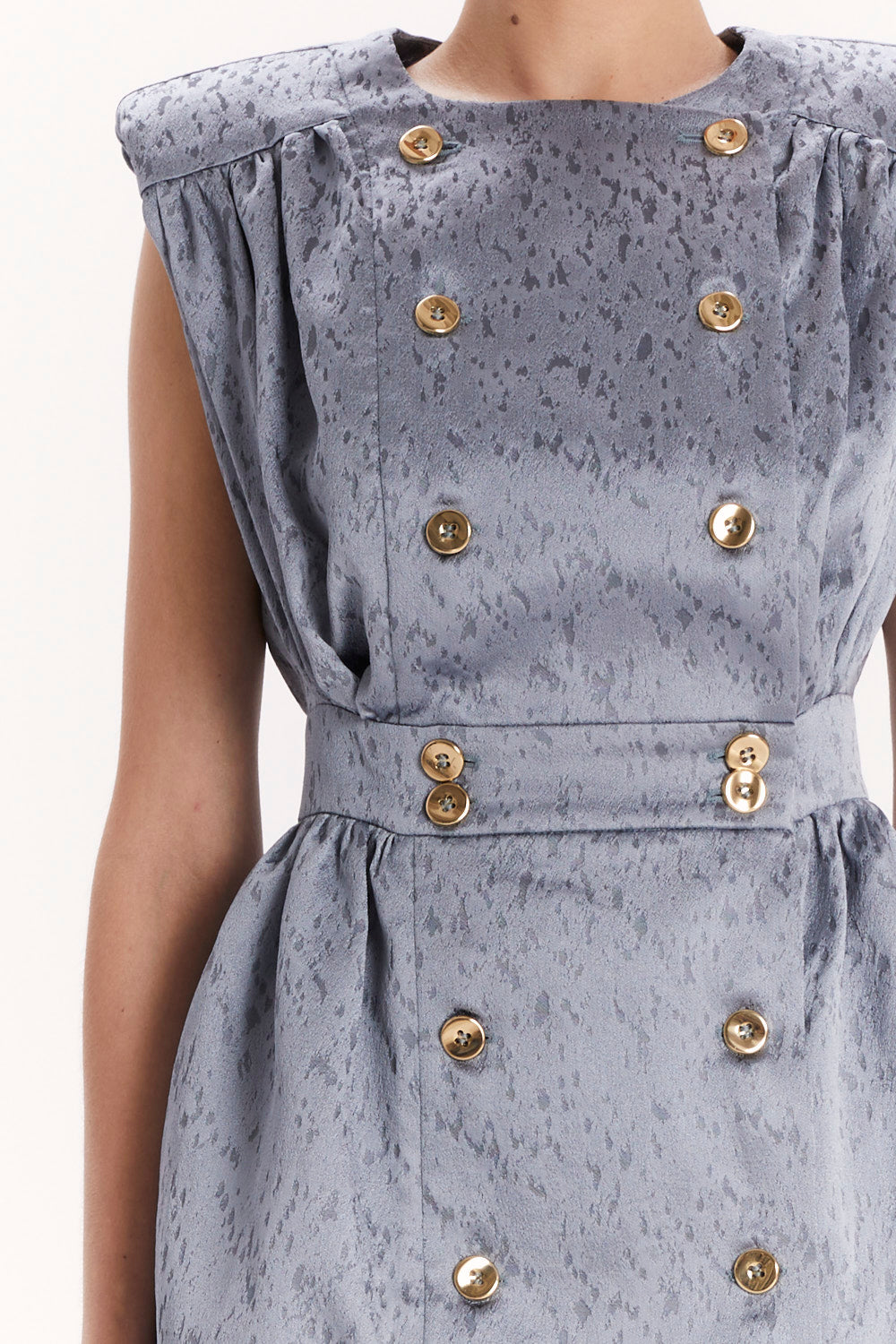 DOUBLE-BREASTED BLOUSE WITH SHOULDER PADS