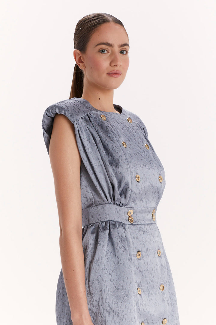 DOUBLE-BREASTED BLOUSE WITH SHOULDER PADS