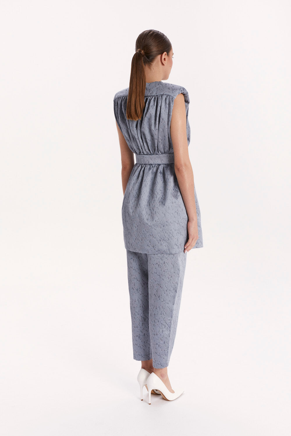 DOUBLE-BREASTED BLOUSE WITH SHOULDER PADS