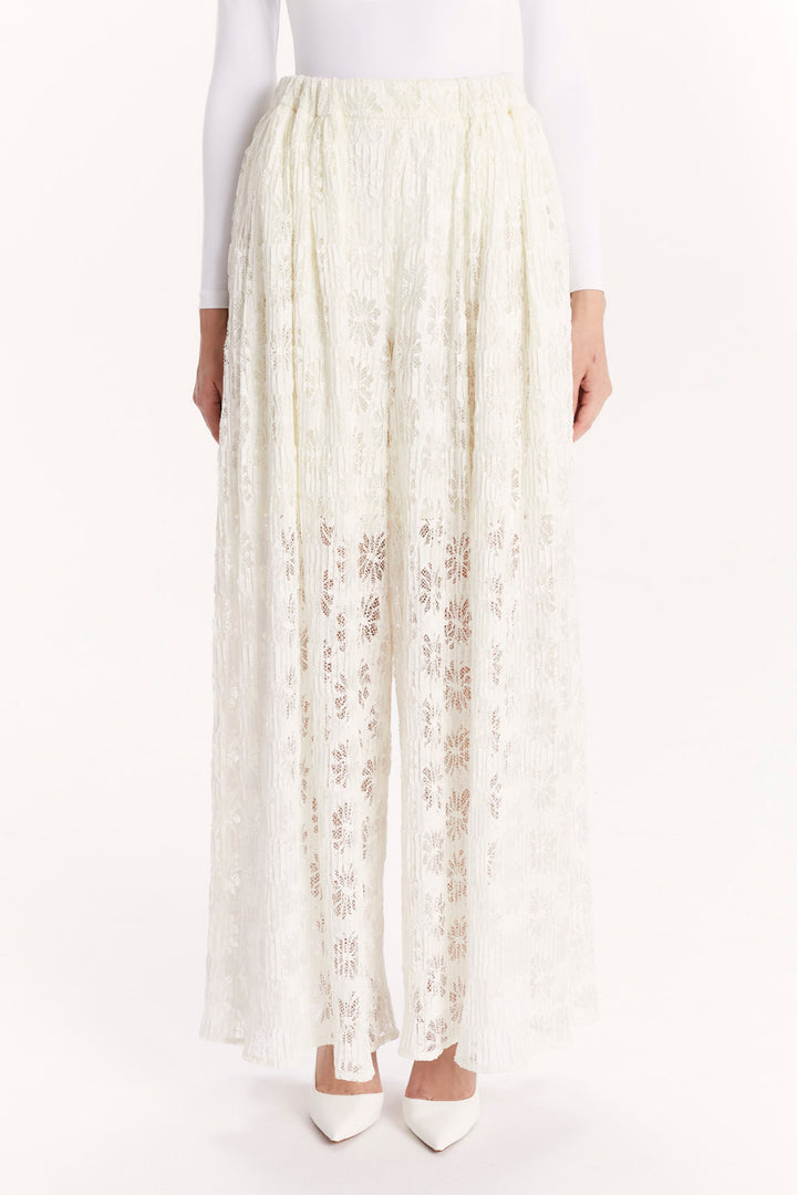 WIDE-LEG LACE PANTS
