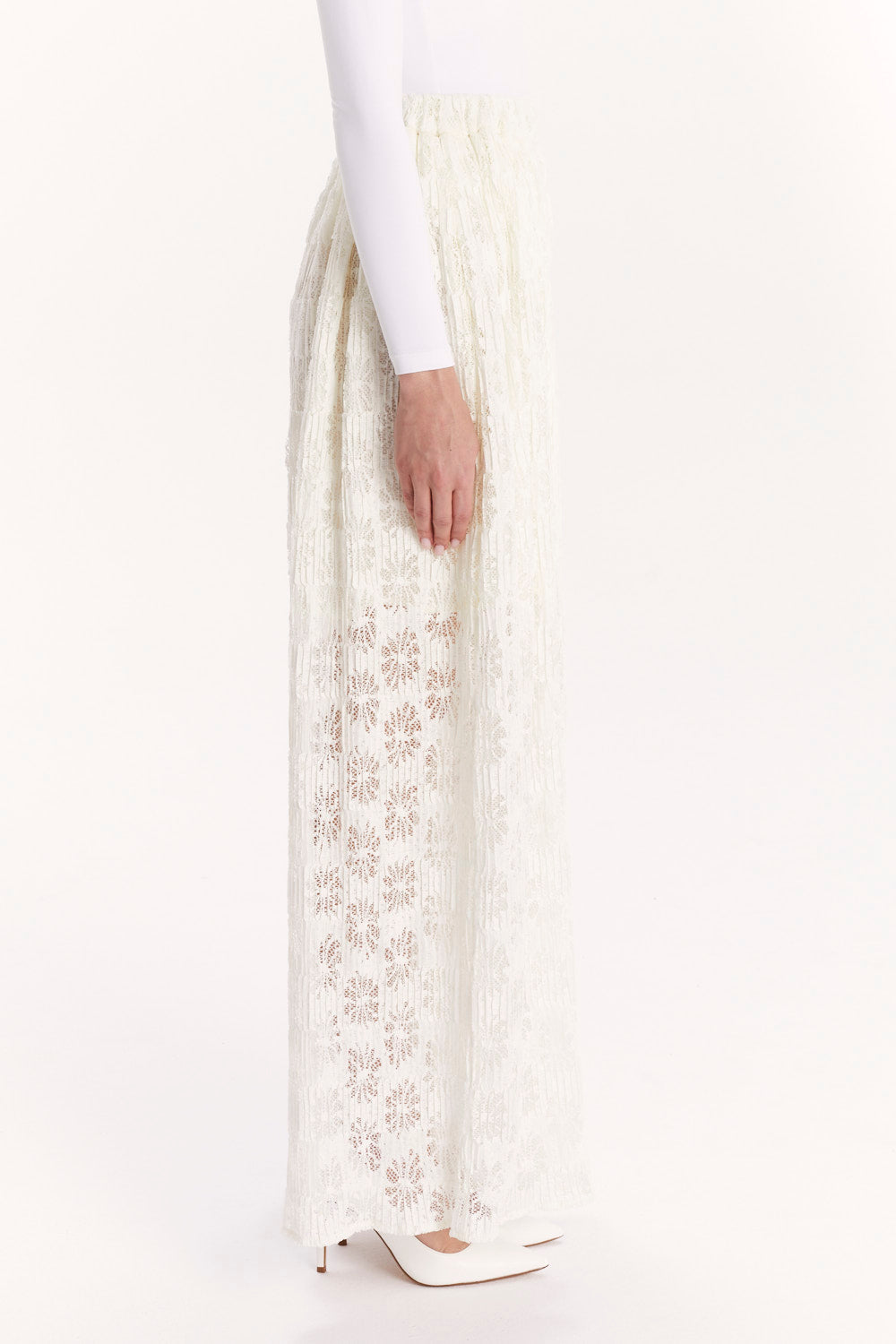 WIDE-LEG LACE PANTS
