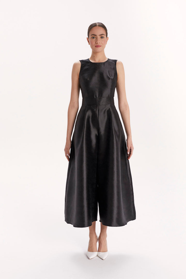 JUMPSUIT WITH OVERLAY AND WIDE LEGS