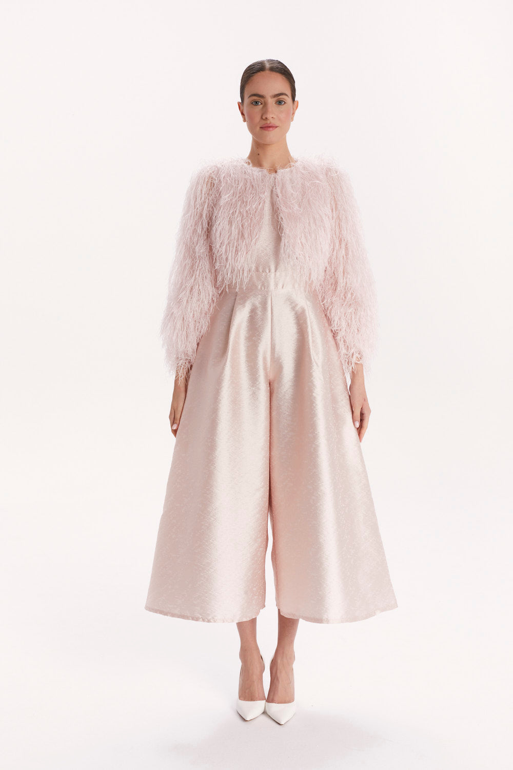 JUMPSUIT WITH OVERLAY AND WIDE LEGS