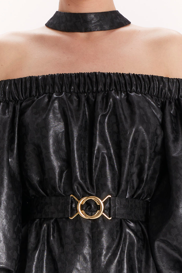 JUMPSUIT WITH OFF-SHOULDER NECKLINE AND CHOKER