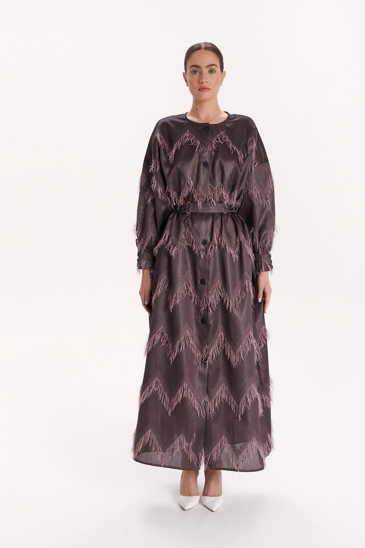 BUTTON-FRONT DRESS WITH LONG SLEEVES