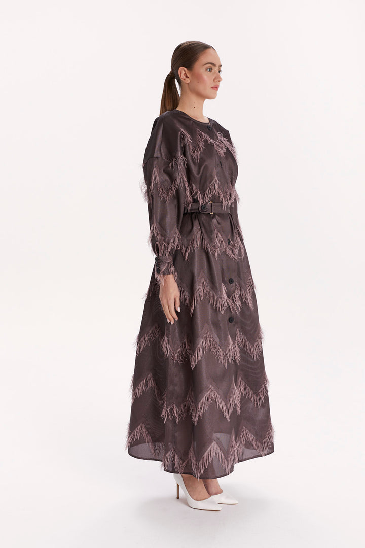 BUTTON-FRONT DRESS WITH LONG SLEEVES