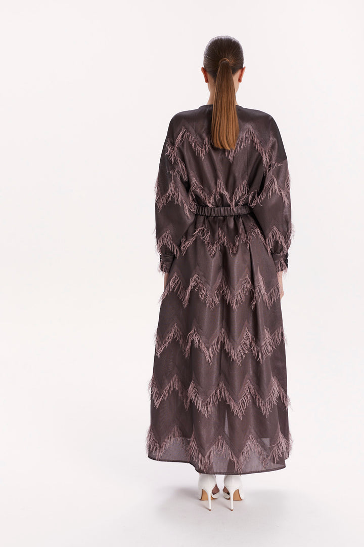BUTTON-FRONT DRESS WITH LONG SLEEVES