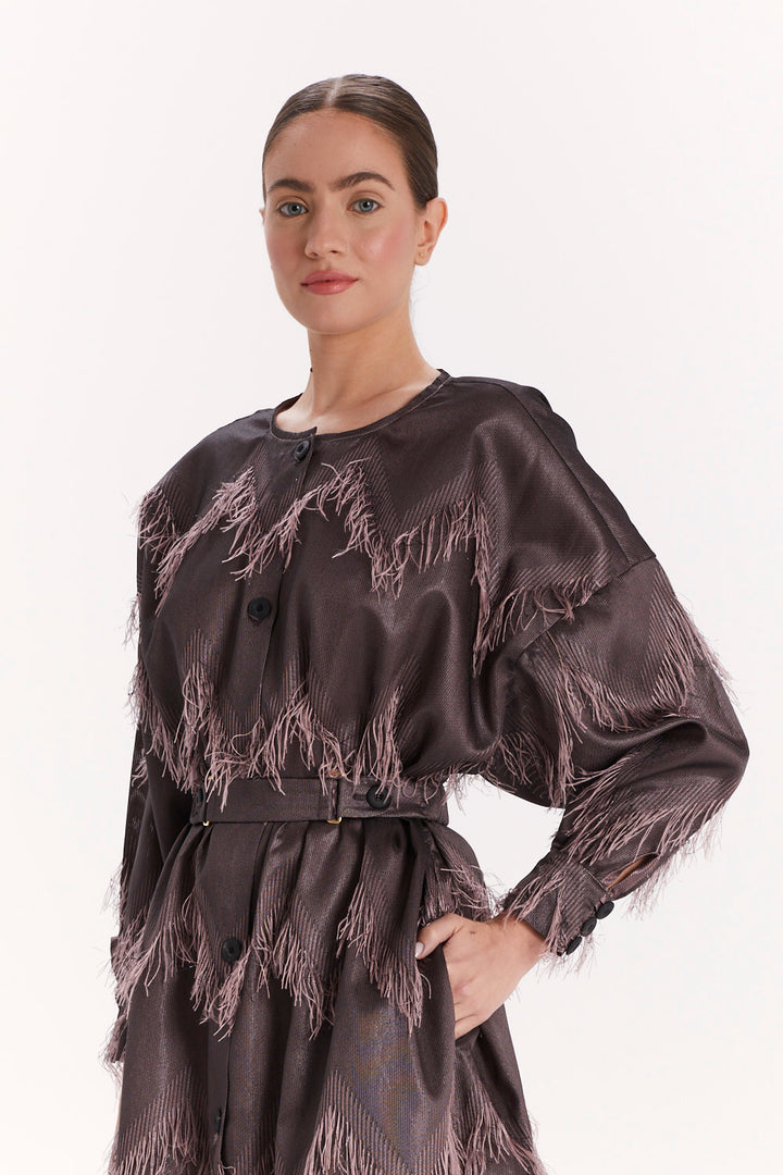 BUTTON-FRONT DRESS WITH LONG SLEEVES