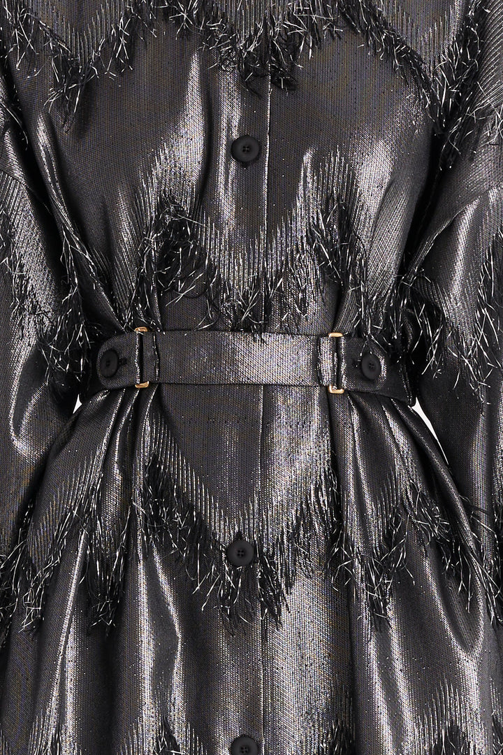 BUTTON-FRONT DRESS WITH LONG SLEEVES