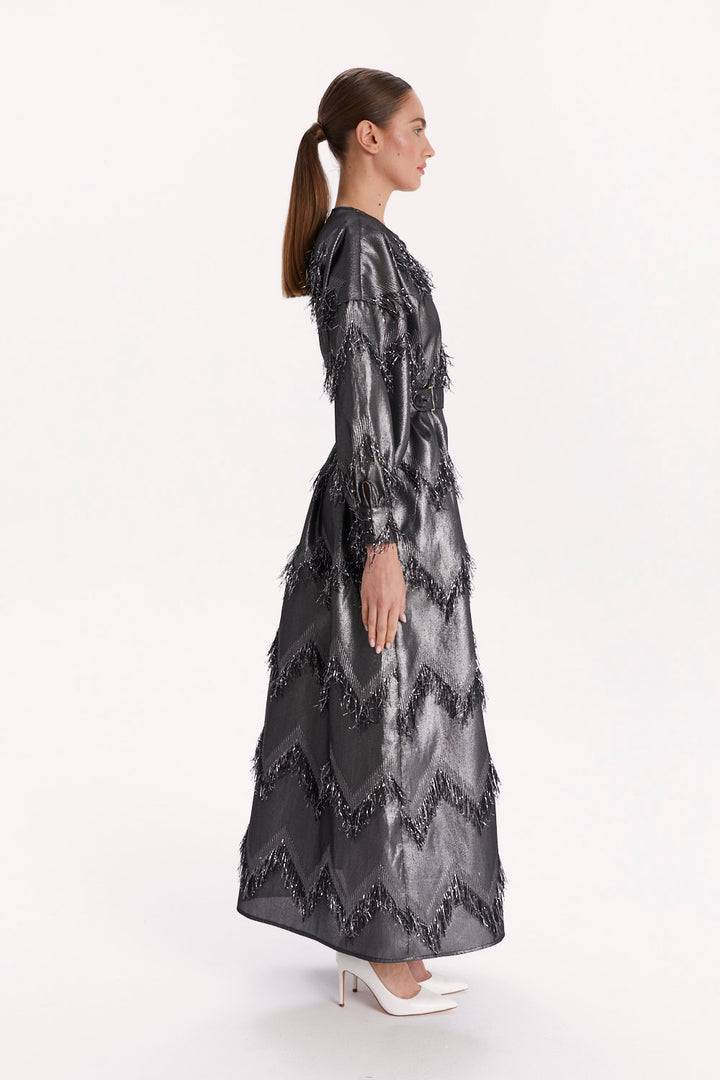 BUTTON-FRONT DRESS WITH LONG SLEEVES