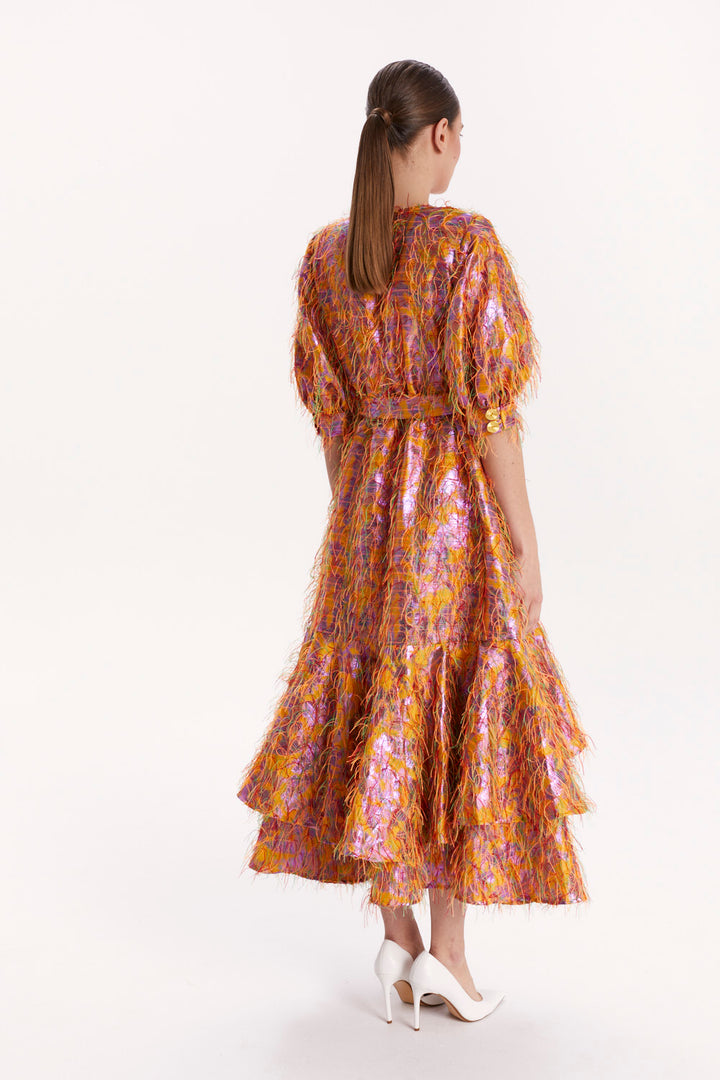 SHORT-SLEEVE DRESS WITH RUFFLES