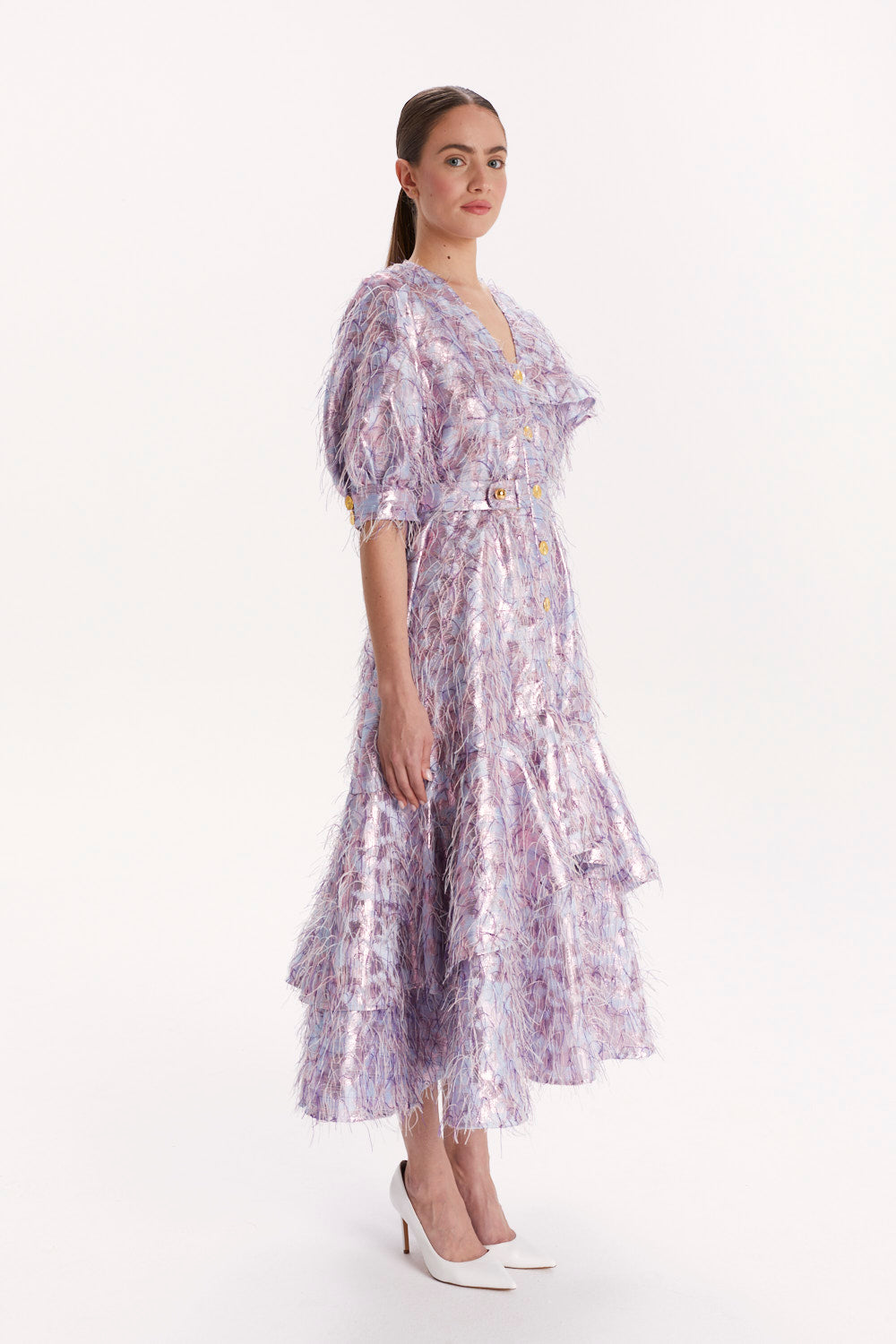 SHORT-SLEEVE DRESS WITH RUFFLES