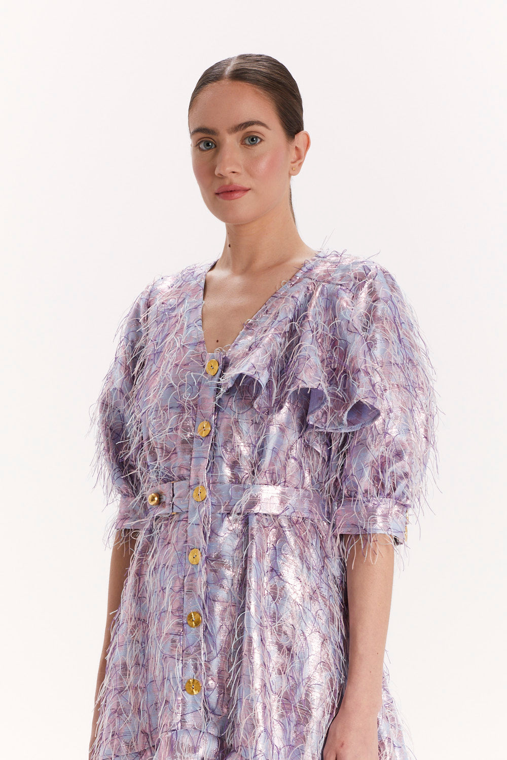 SHORT-SLEEVE DRESS WITH RUFFLES
