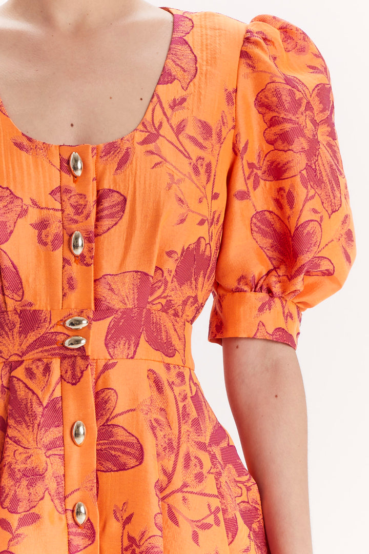 FLORAL BUTTON-FRONT DRESS