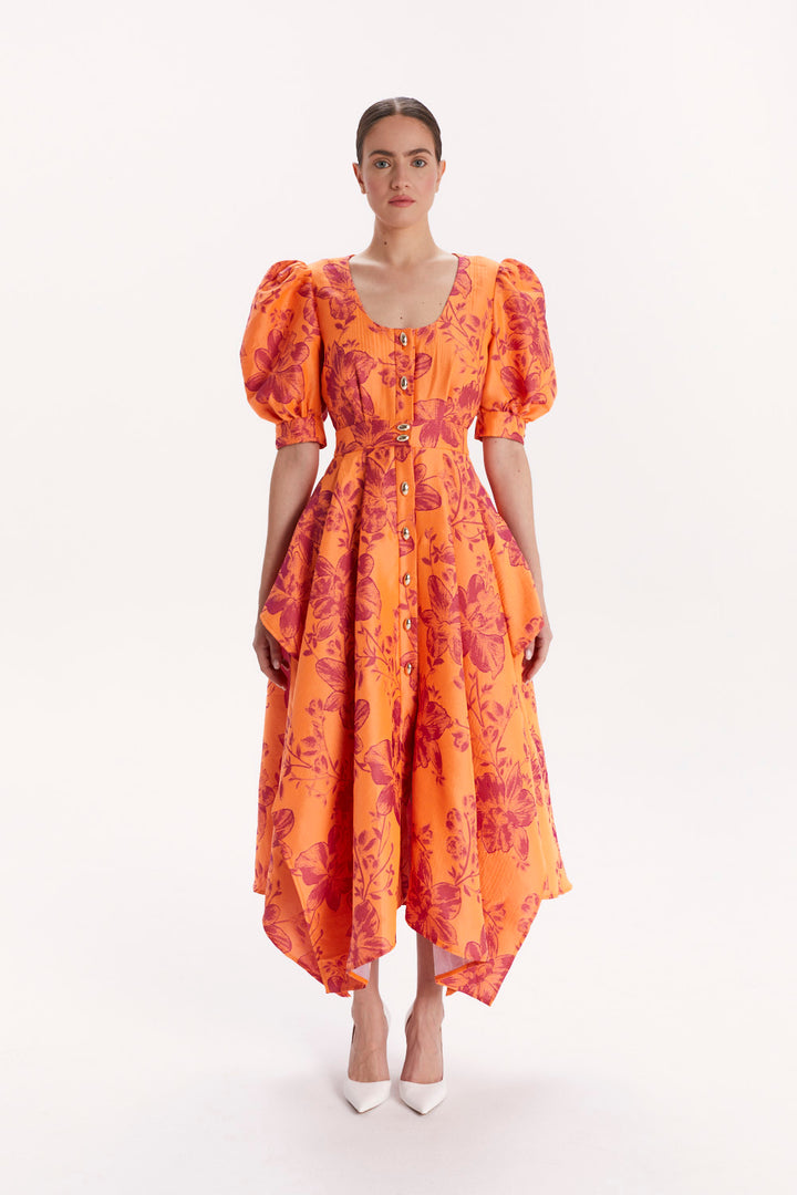 FLORAL BUTTON-FRONT DRESS