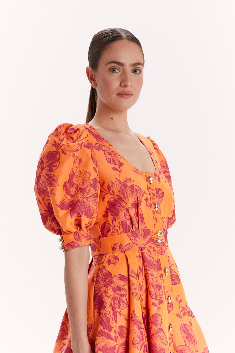 FLORAL BUTTON-FRONT DRESS
