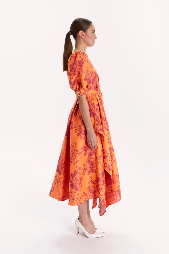 FLORAL BUTTON-FRONT DRESS