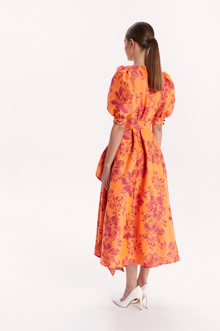 FLORAL BUTTON-FRONT DRESS