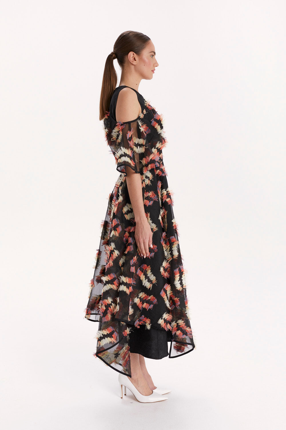 ASYMMETRICAL JUMPSUIT WITH COLORFUL FRINGE
