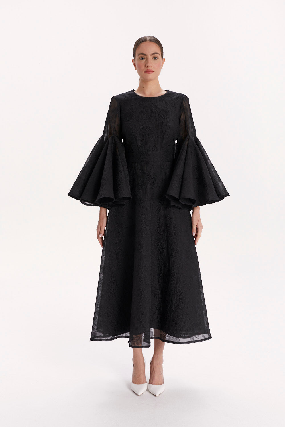 DRESS WITH FLARED SLEEVES